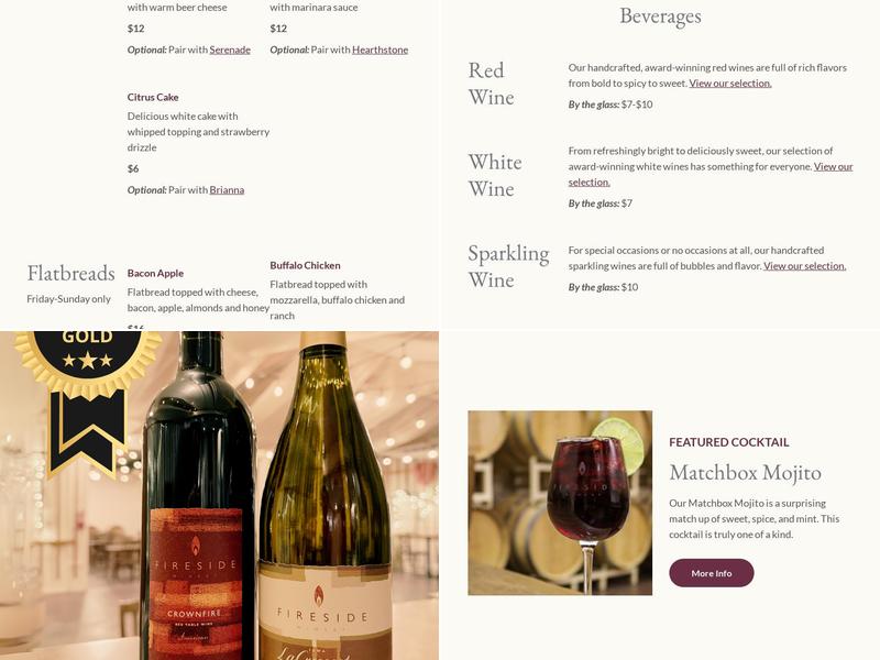 Fireside Winery Menu