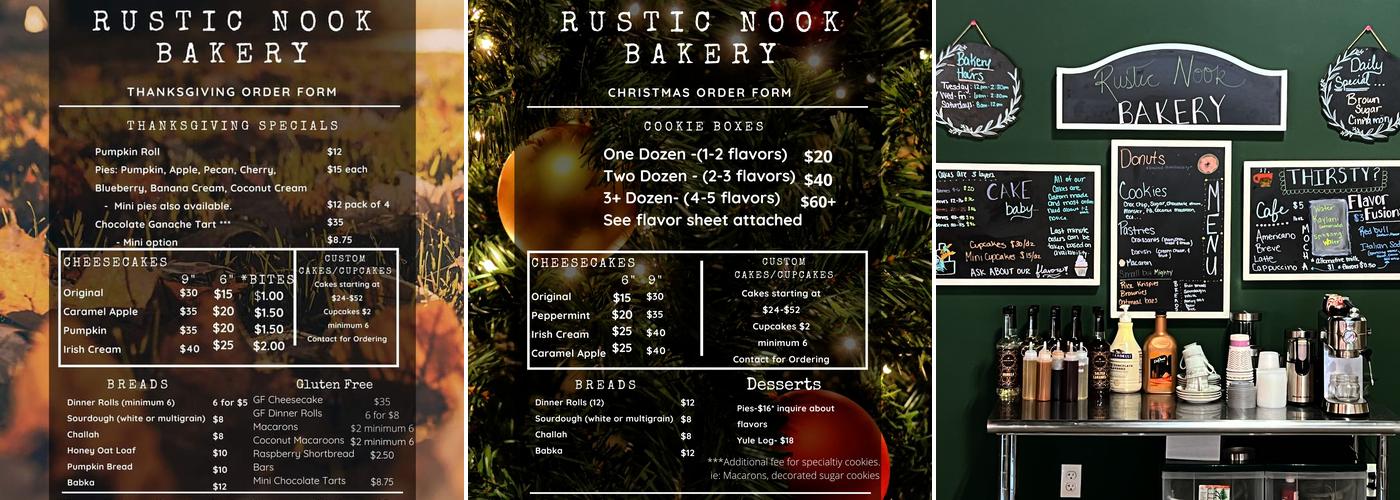 The Rustic Nook Bakery Menu