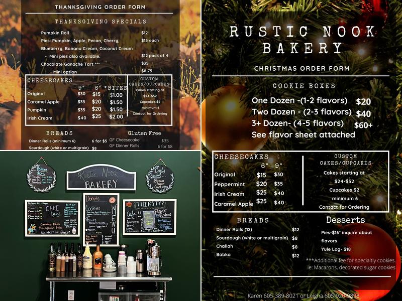 The Rustic Nook Bakery Menu
