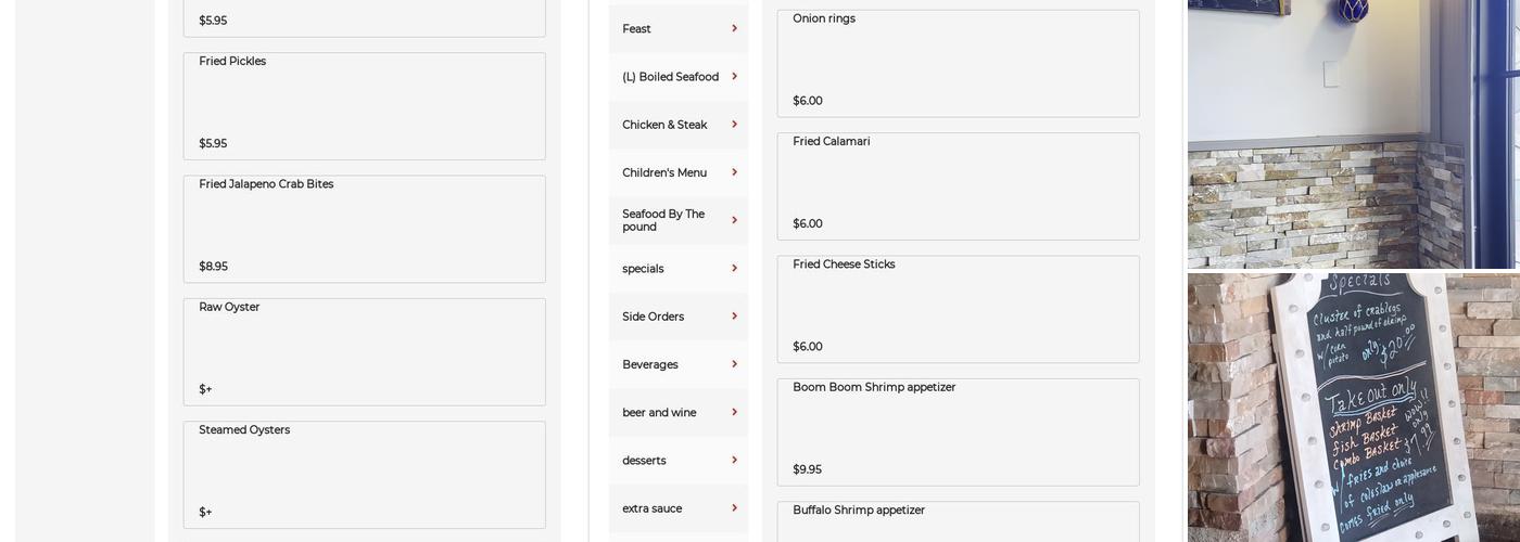 Mr. Crab Restaurant Menu