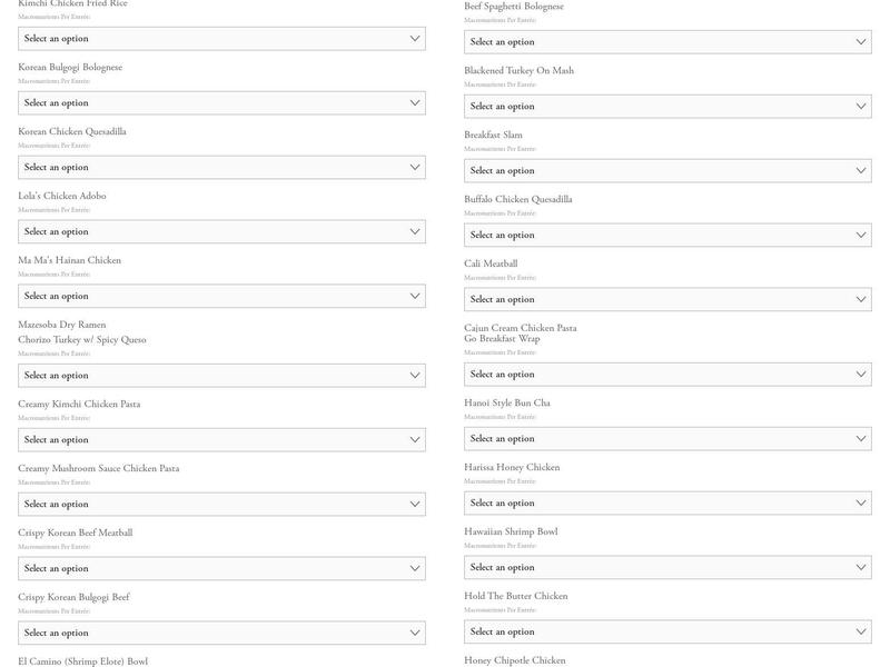 Prepboys Mealprep Menu