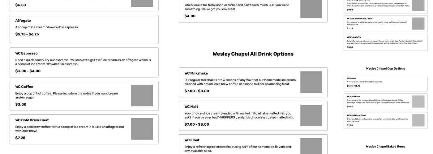 Ice Dreammm Shop Menu