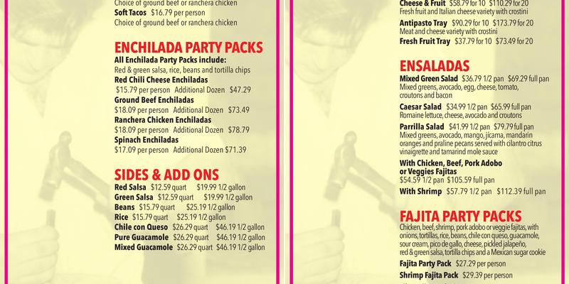El Tiempo Cantina Menu
