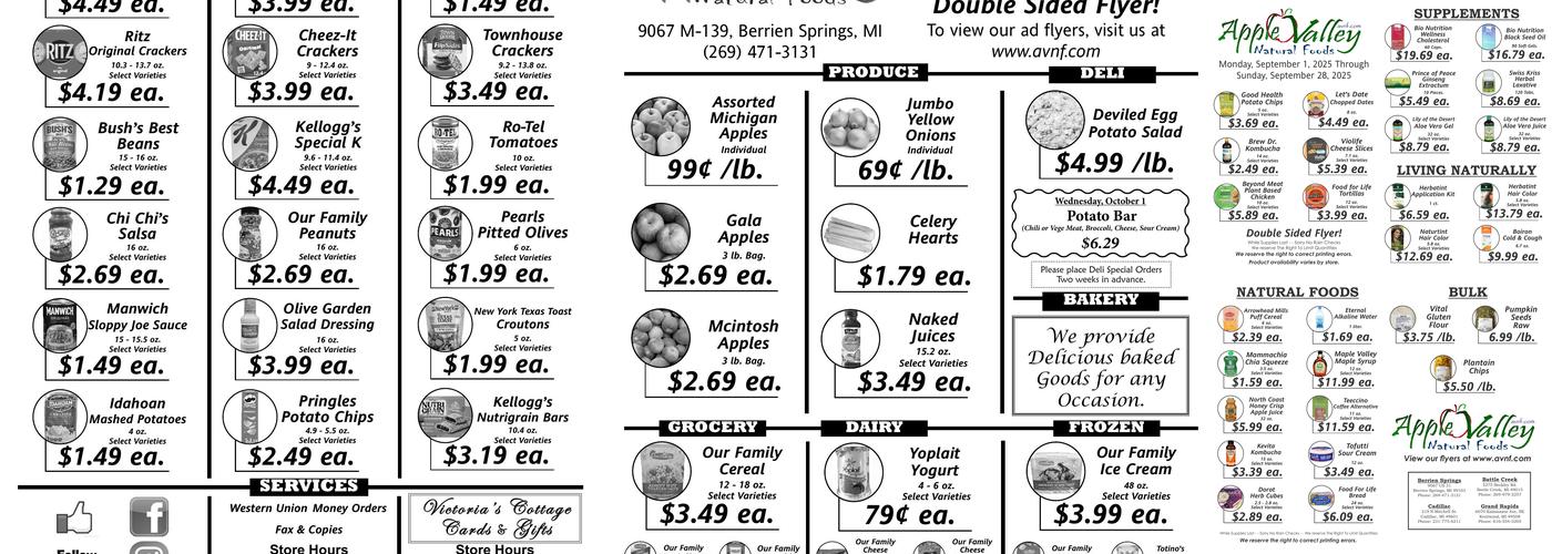 Apple Valley Natural Foods Menu