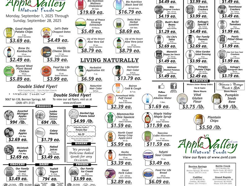 Apple Valley Natural Foods Menu