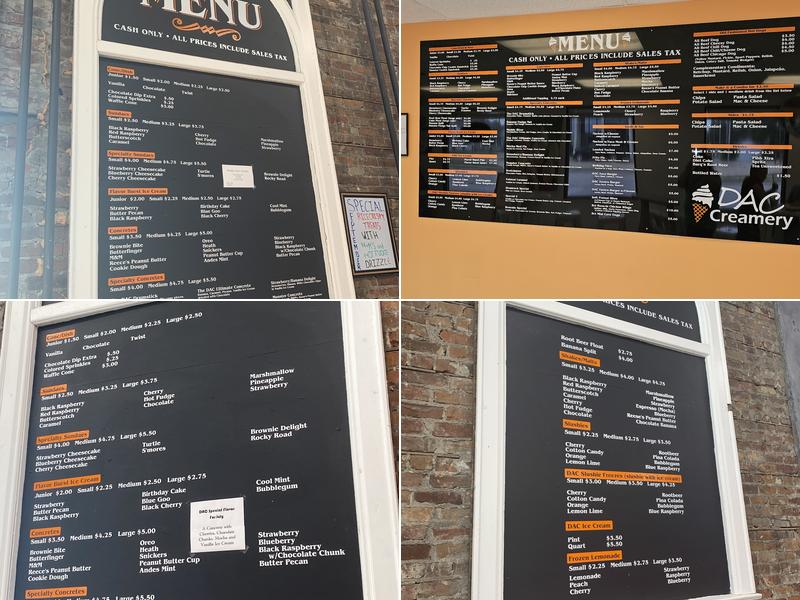DAC Creamery Menu
