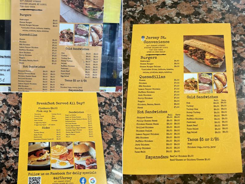 Jersey St. Convenience Menu