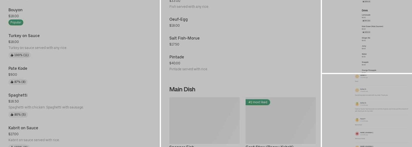 Le Goûter Kitchen Menu
