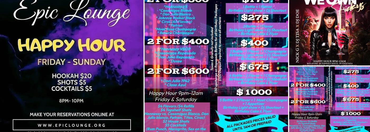 Epic Lounge Menu