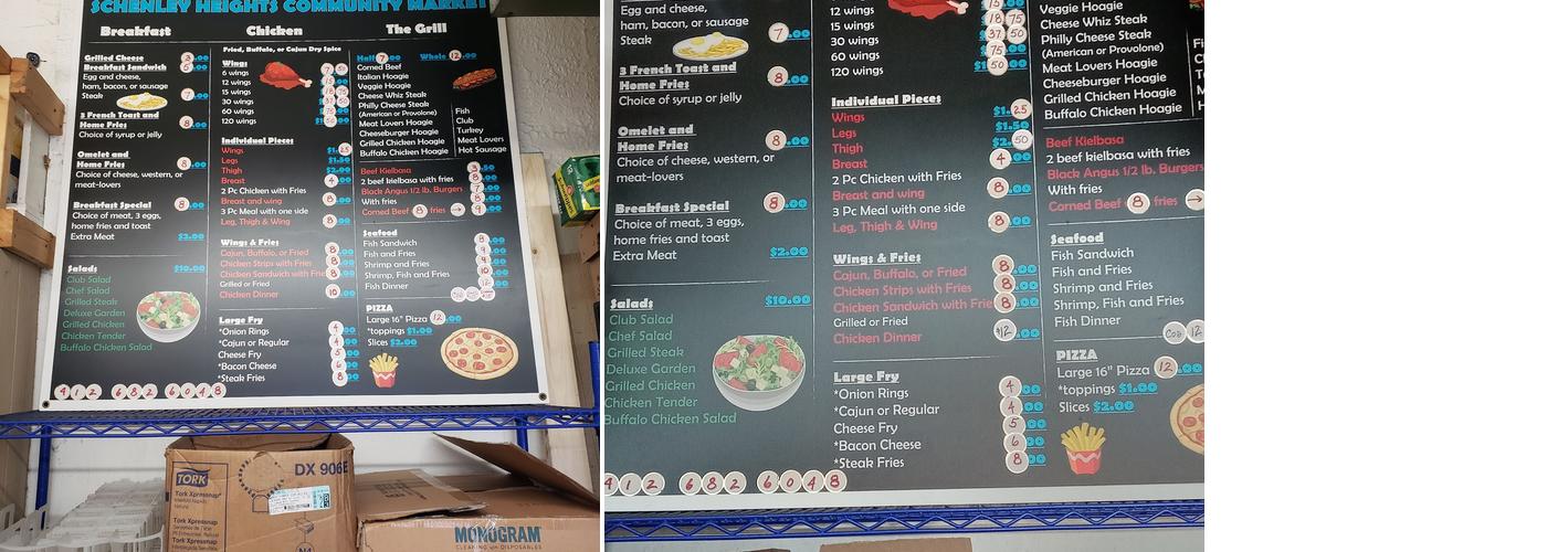 Schenley Heights Market & Deli Menu