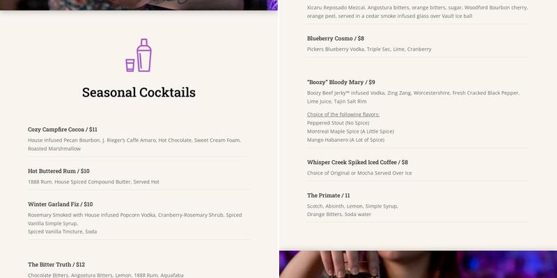 ASH Cigar Lounge Menu