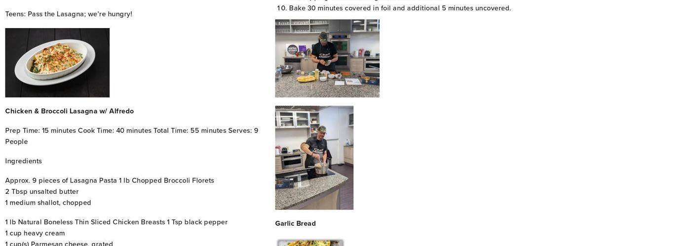 Central Kitchen Incubator Menu