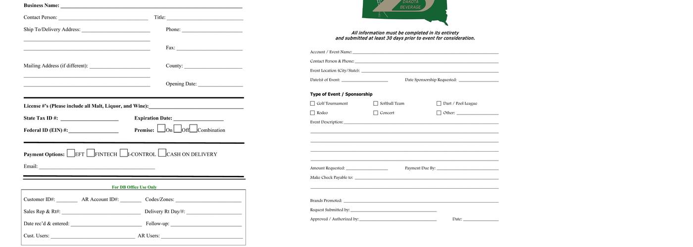 Dakota Beverage Menu