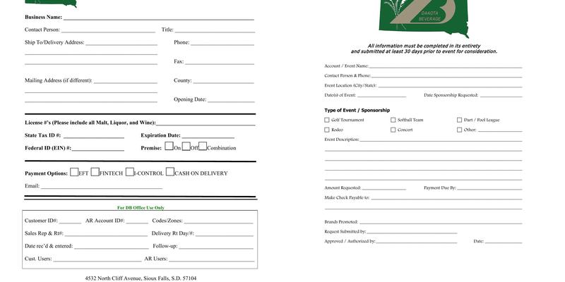 Dakota Beverage Menu