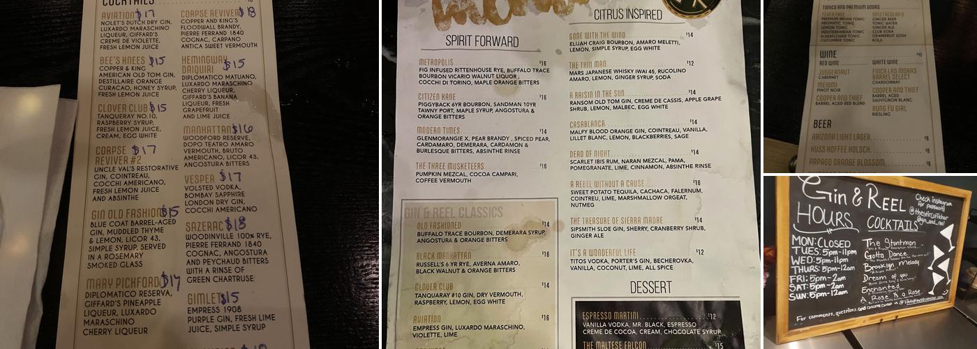 Gin & Reel Menu
