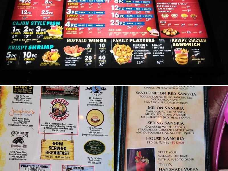 Pirate's Landing Fishing Pier Menu