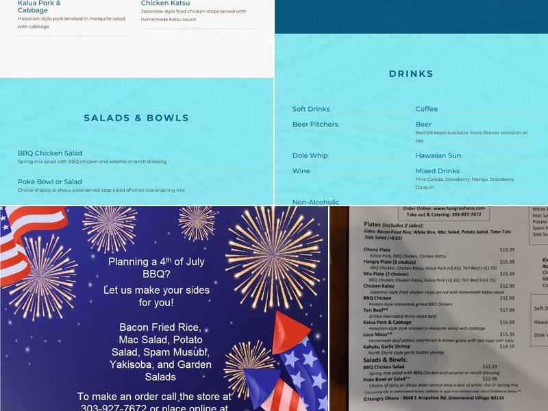 Hangry Ohana Menu