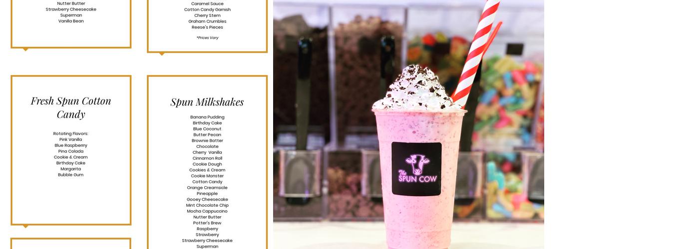 The Spun Cow Menu