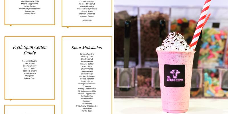 The Spun Cow Menu