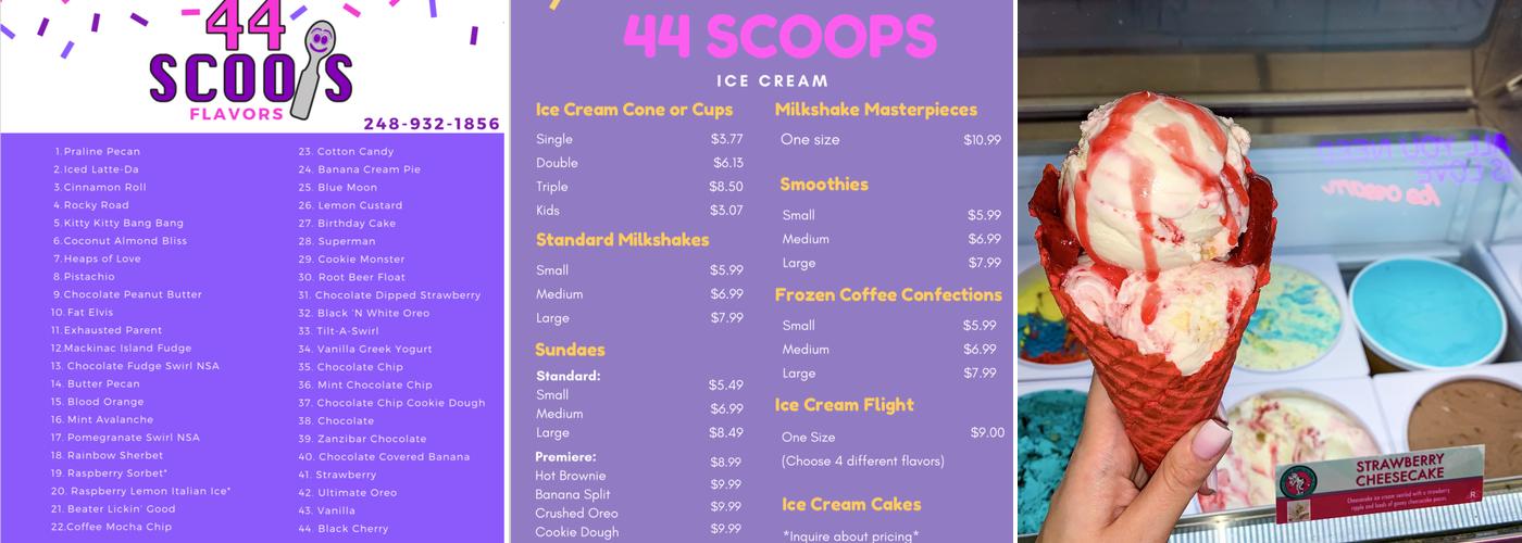 44 Scoops Menu