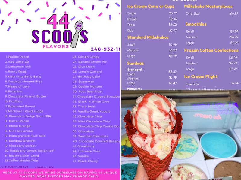 44 Scoops Menu