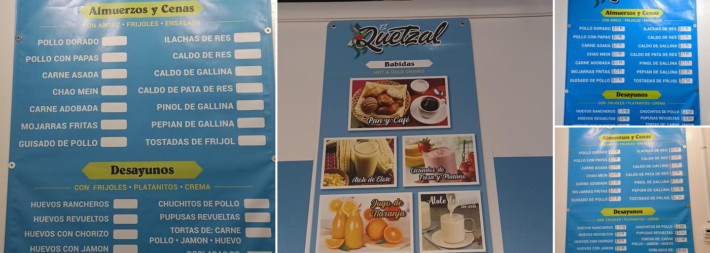 El Quetzal comida Guatemalteca Menu