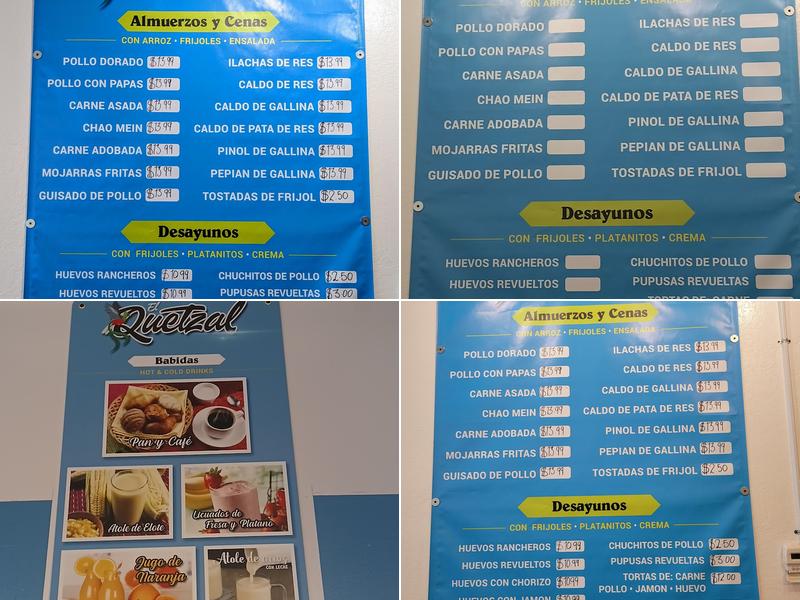 El Quetzal comida Guatemalteca Menu