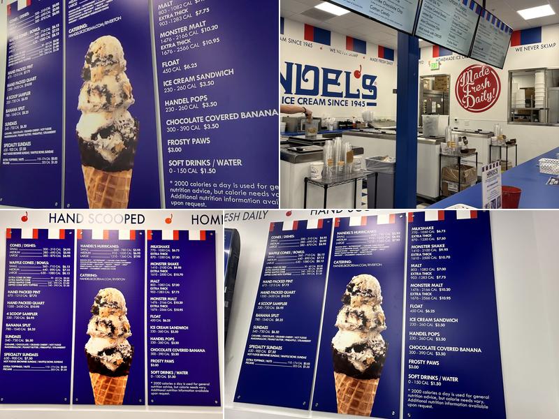 Handel's Homemade Ice Cream Menu