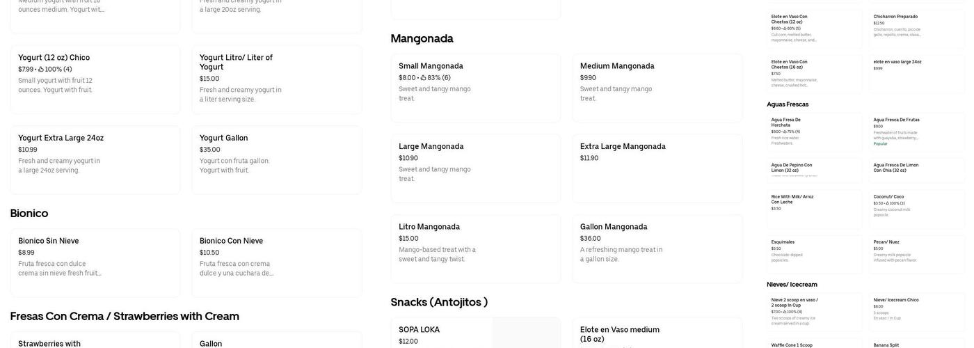 Paleteria y Neveria La Michoacana Fresa Menu