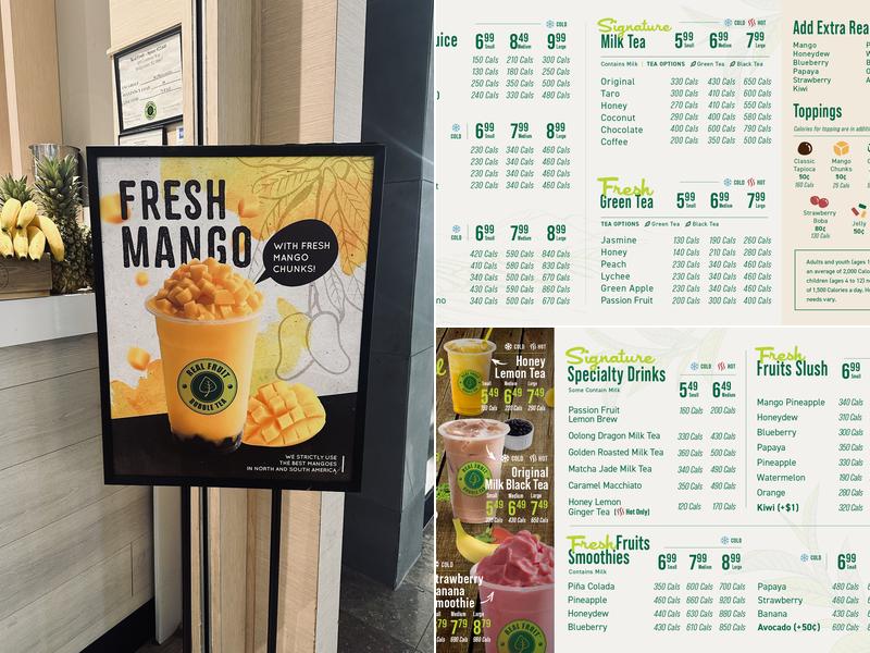 Real Fruit Bubble Tea Menu