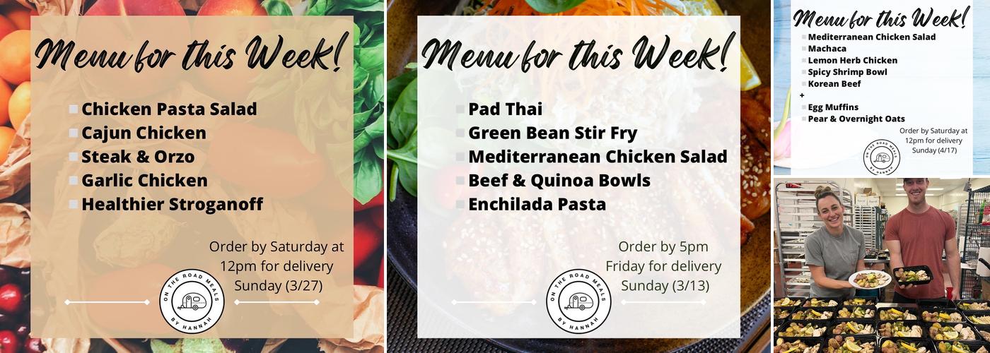 On The Road Meals Menu