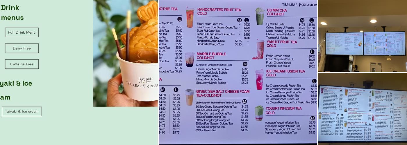 Tea Leaf and Creamery Menu