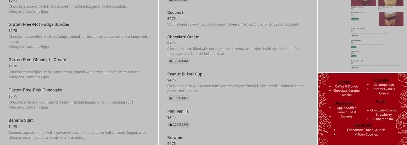 SmallCakes Cupcakery Menu