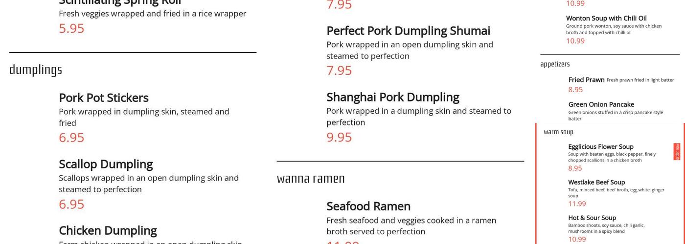Qin's Ramen & Noodle Bar Menu