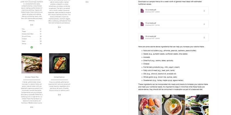 Cheat Eatz Meal Prep Menu