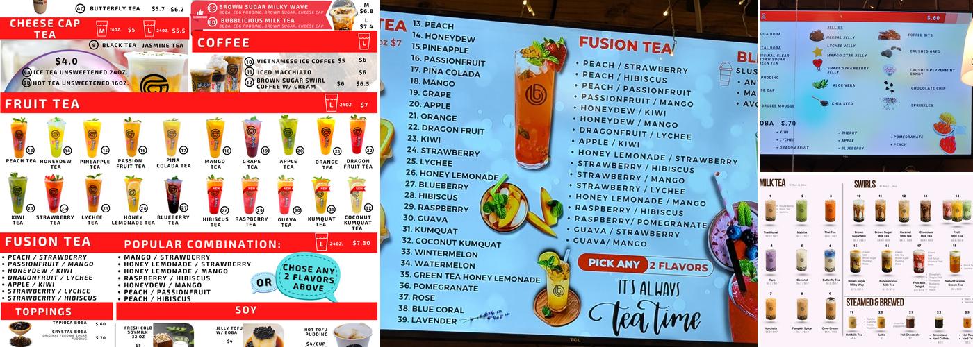 Bubbly Tea Menu