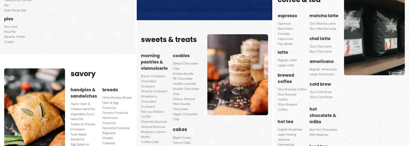 Kirshenbaum Baking Co. Westfield Menu