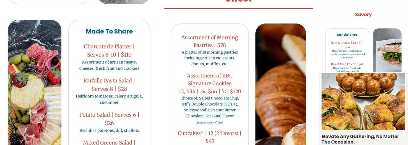 Kirshenbaum Baking Co. Westfield Menu