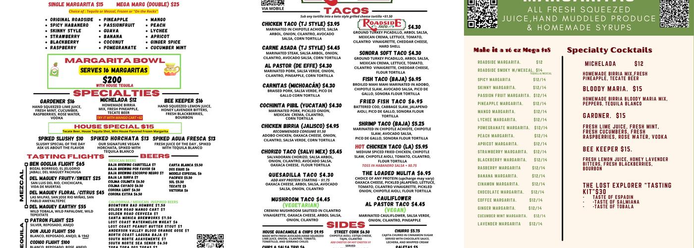 Roadside Burritos Menu