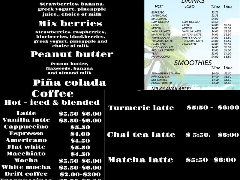 Claudia coffee bar Menu