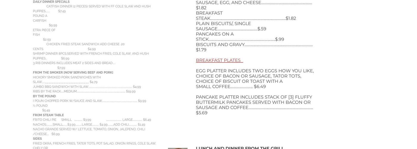 Come N' Git It Grill Menu