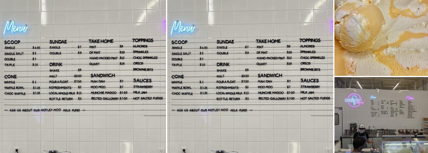 Motley Moo Creamery Menu