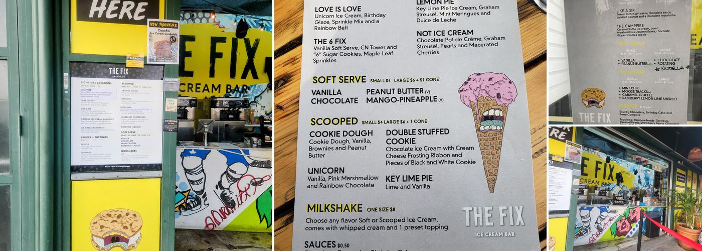 The Fix Ice Cream Bar Menu