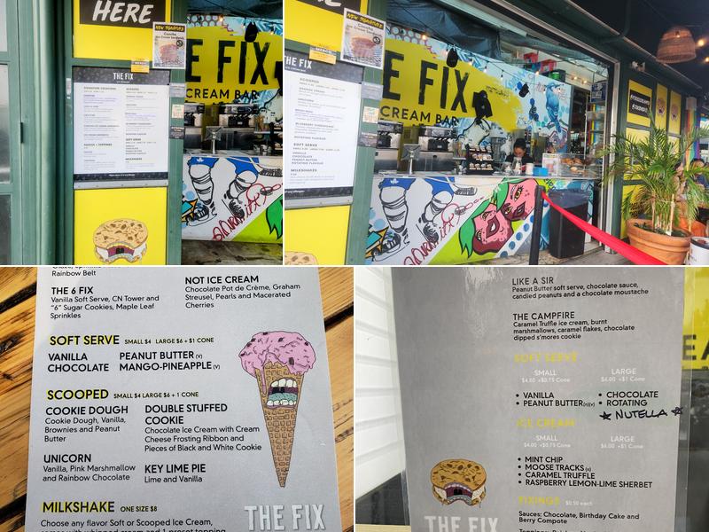 The Fix Ice Cream Bar Menu