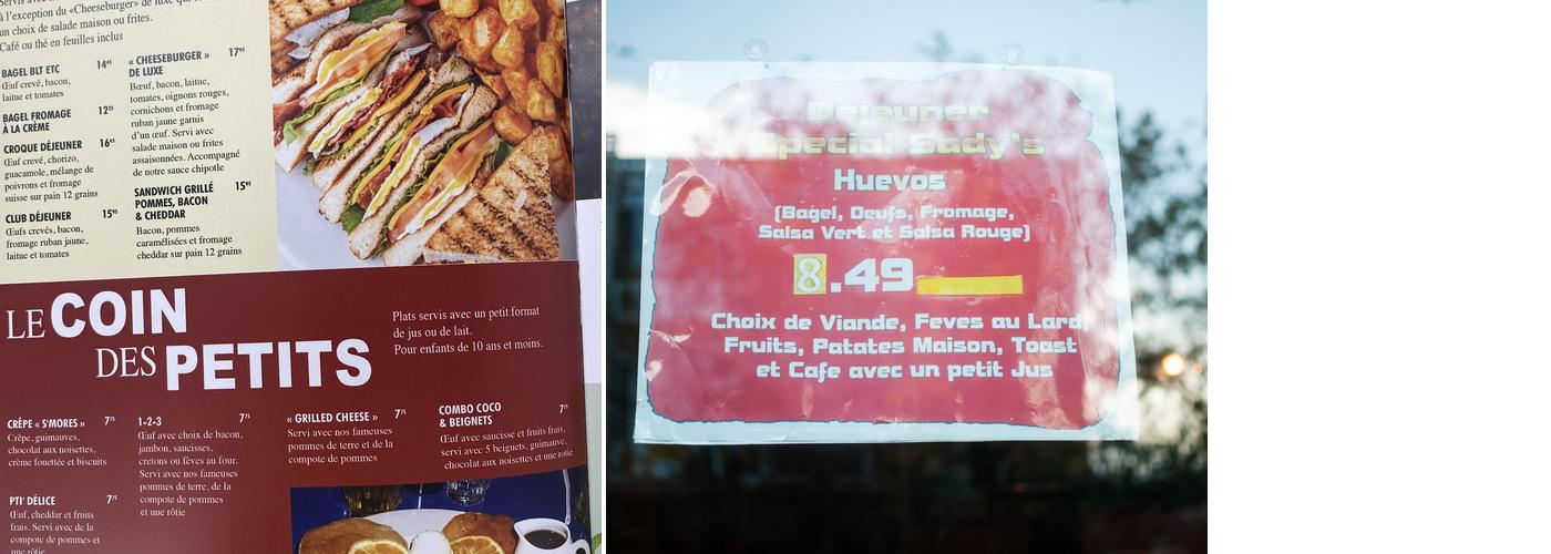 Restaurant Sady's Menu