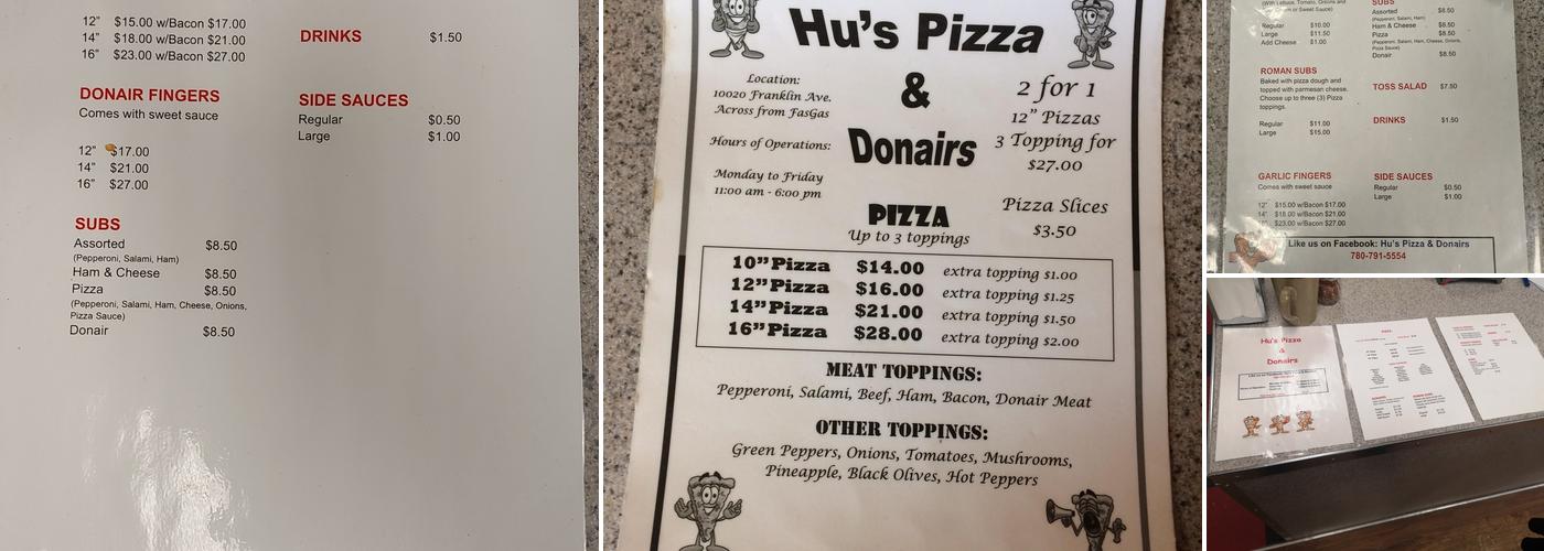 Hu's Pizza & Donairs Menu