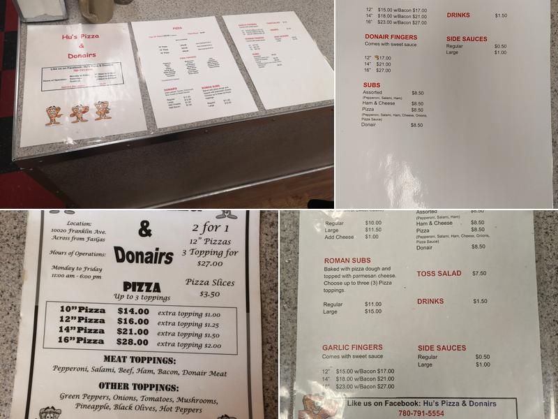 Hu's Pizza & Donairs Menu