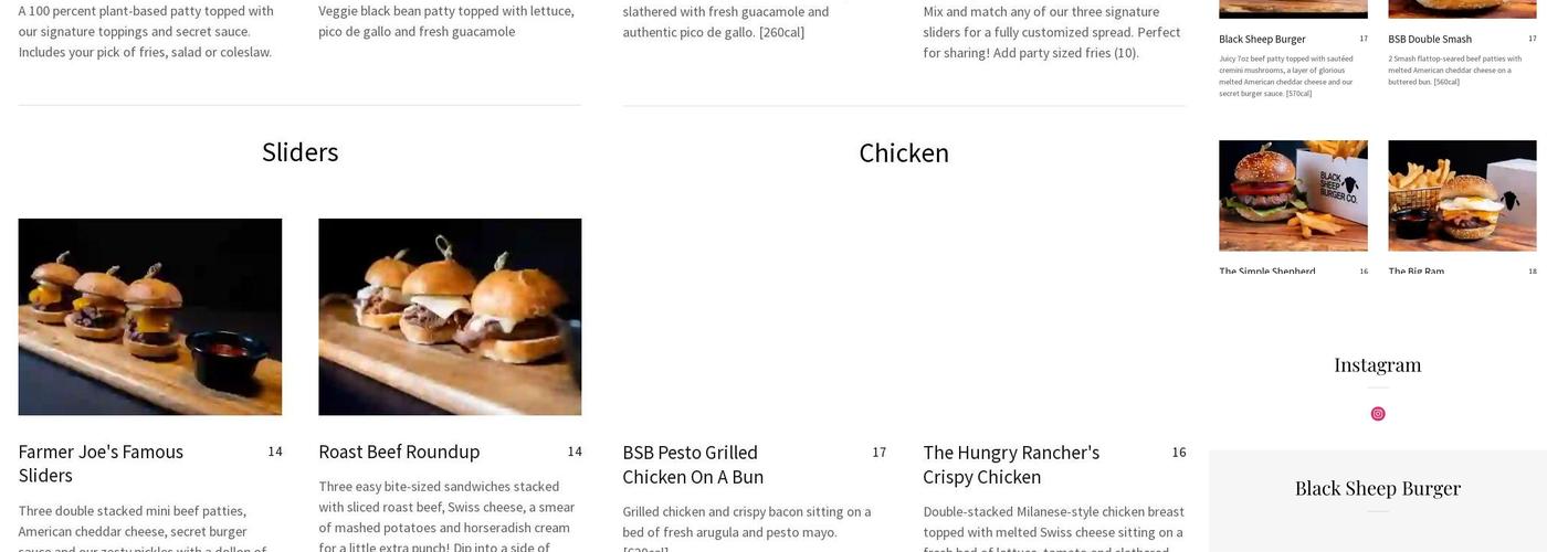 Black Sheep Burger Co Menu