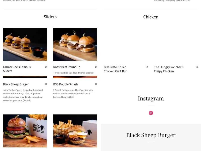 Black Sheep Burger Co Menu
