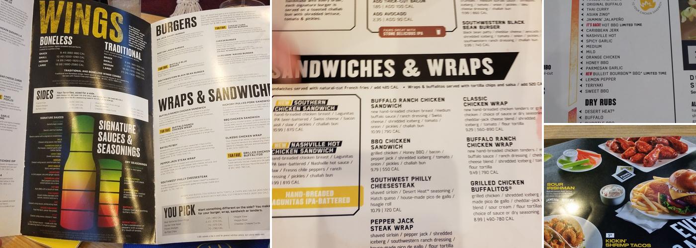 Buffalo Wild Wings Menu